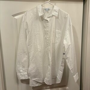 Women’s Small TALL Old Navy Boyfriend Shirt White Button-Up NWT
